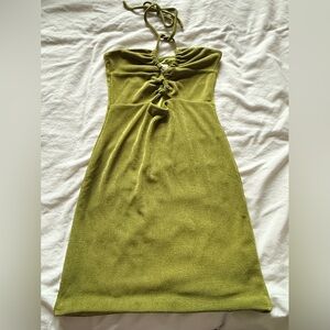 Princess Polly Olive Green Halter Ruched Mini Dress